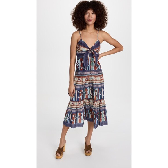 Veronica Beard Abilene Tiered Midi-Dress Sleeveless Abstract Printed S 282085